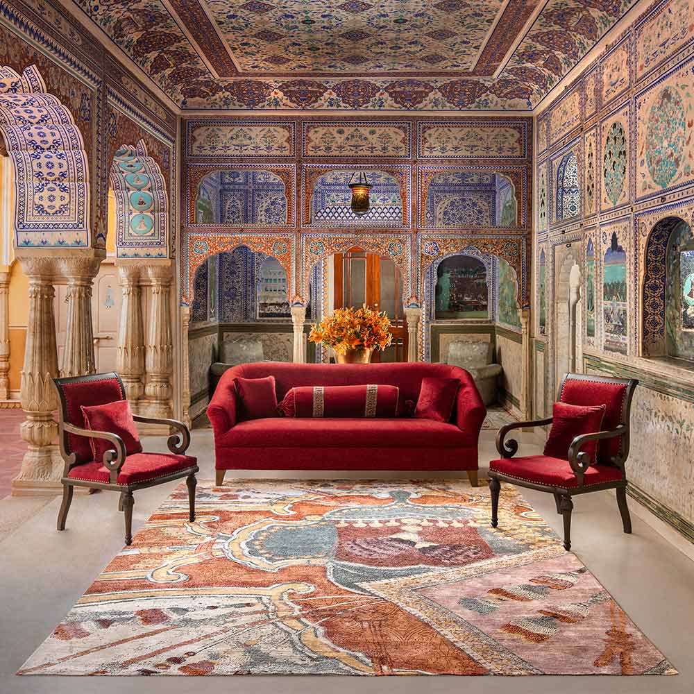 Bejeweled Inheritance Hand Knotted Woollen And Silk Rug